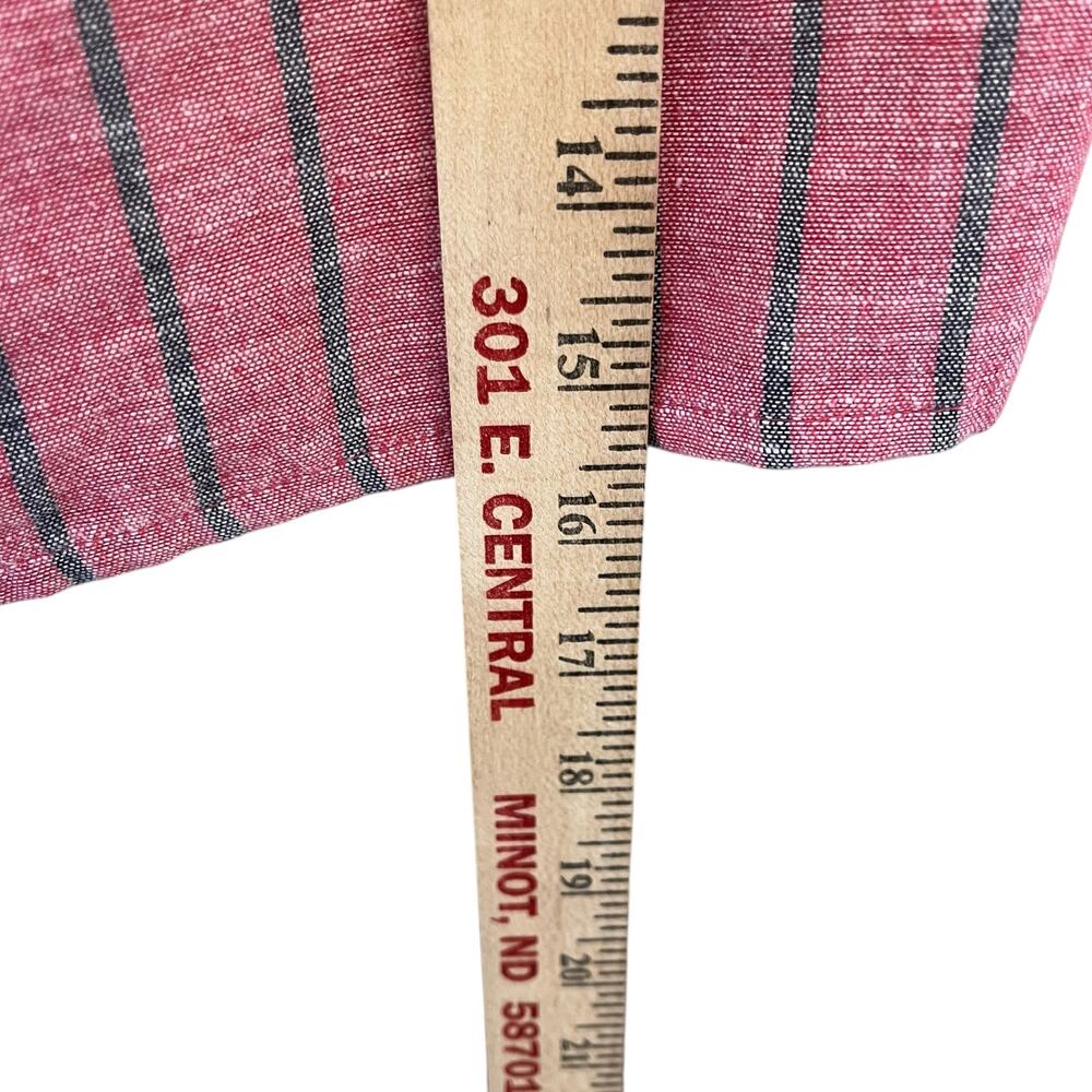 American Eagle Crop Top Sz Medium Washed Red Black Stripe Cotton Linen Smocked - Picture 6 of 9